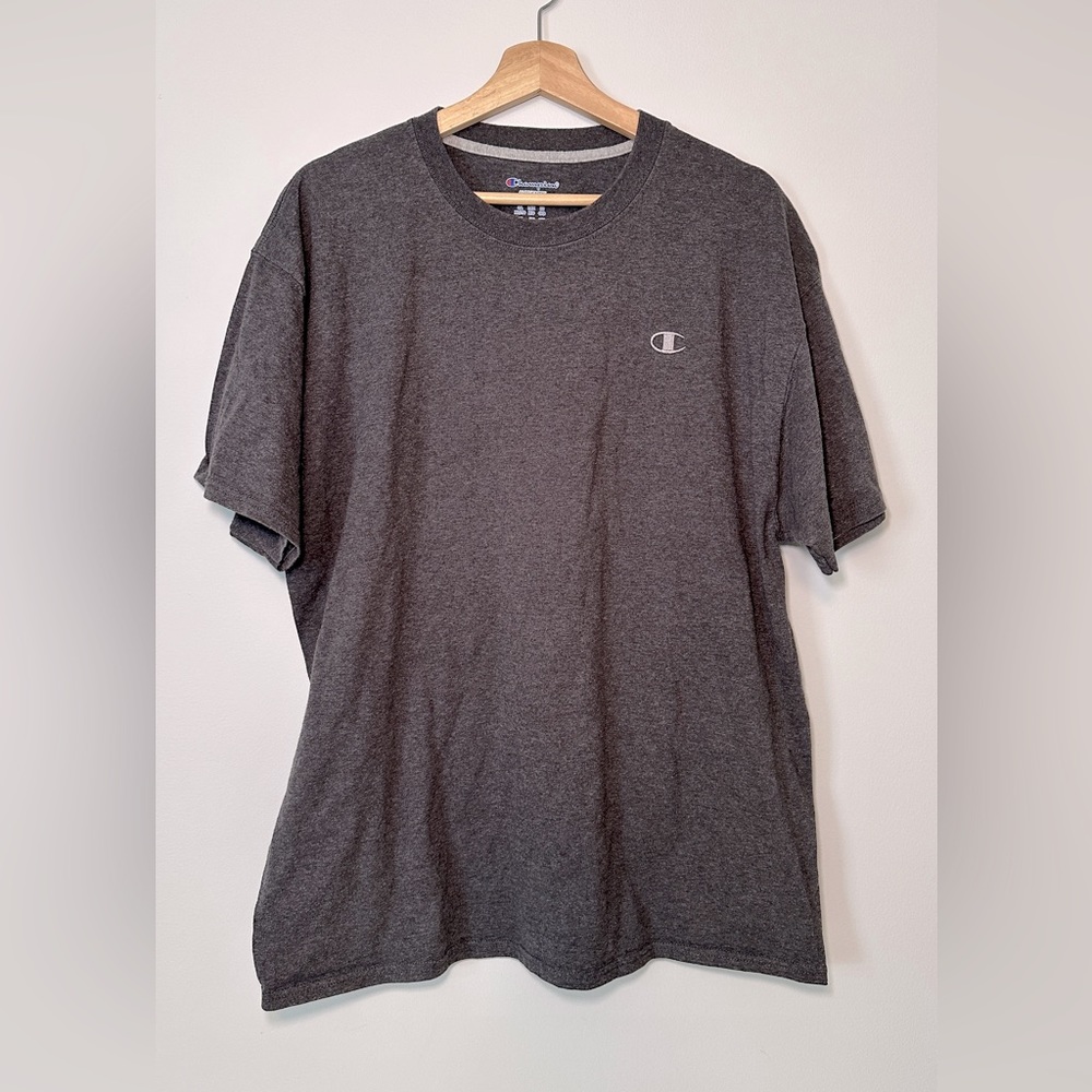 Champion Authentic Embroidered Grey T-Shirt Size XL